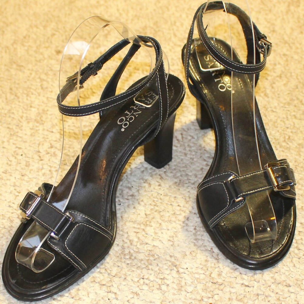 Franco Sarto Black Strappy Heeled Sandals Size 7